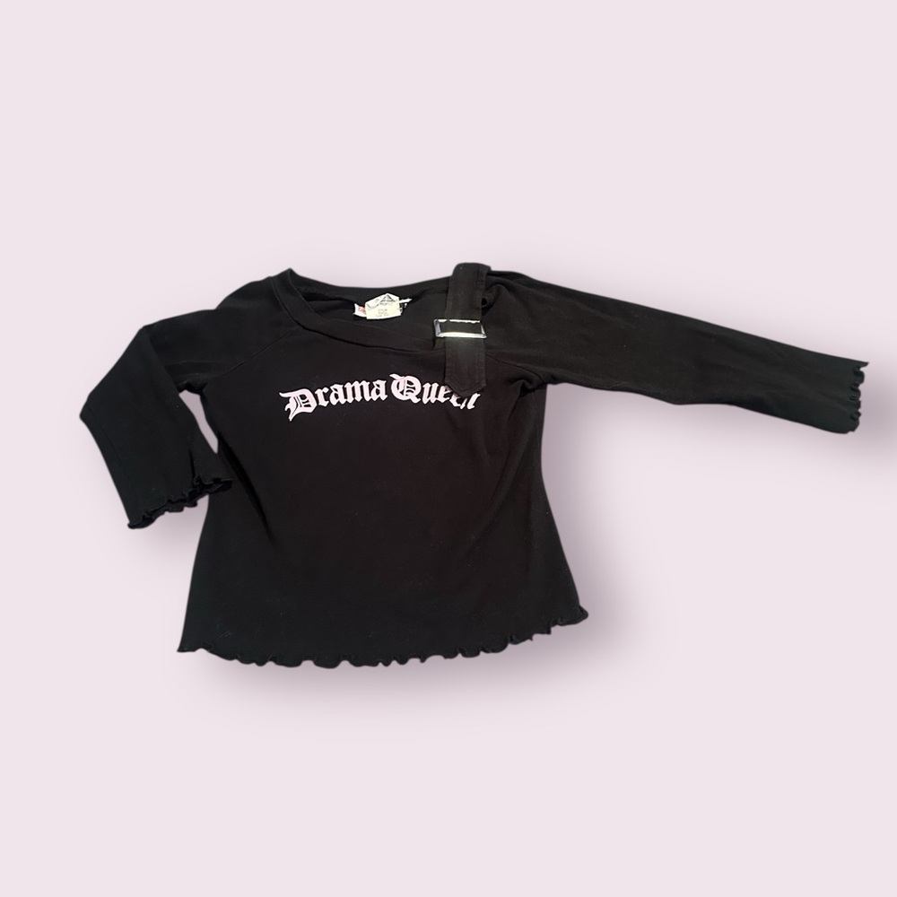 Vintage Girls Lily Bleu Drama Queen Black And Pink L/S With Buckle Detail